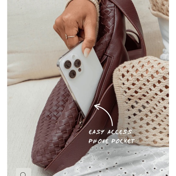 MANDRN Woven Evra Tote - Burgundy Shoulder Bag/ backpack - Picture 8 of 15